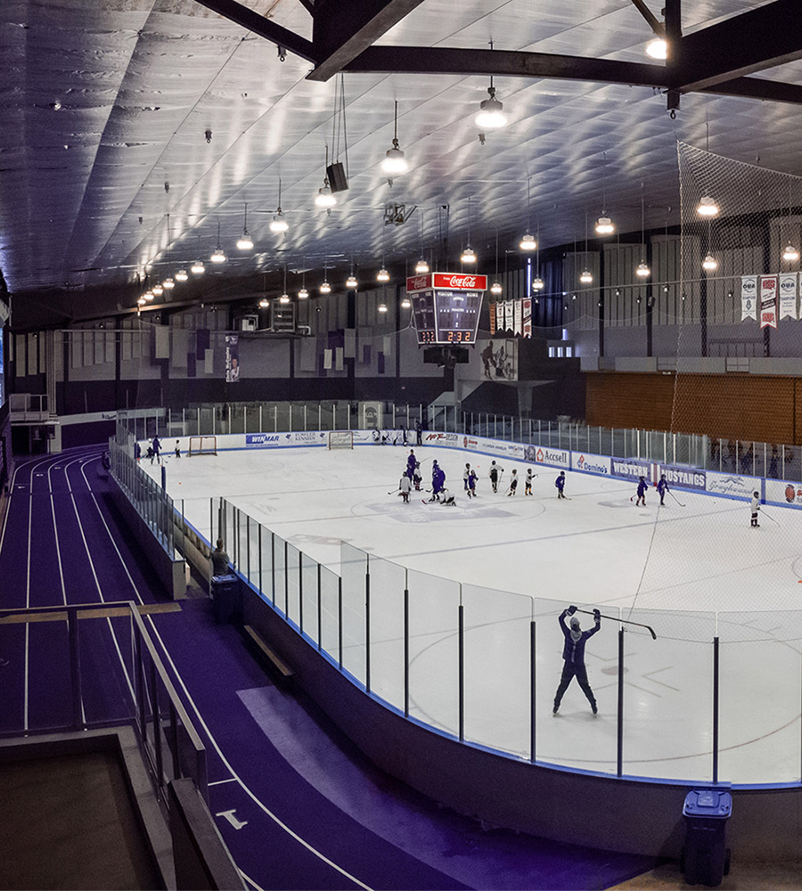 Ice rink and indoor track in Thompson Arena