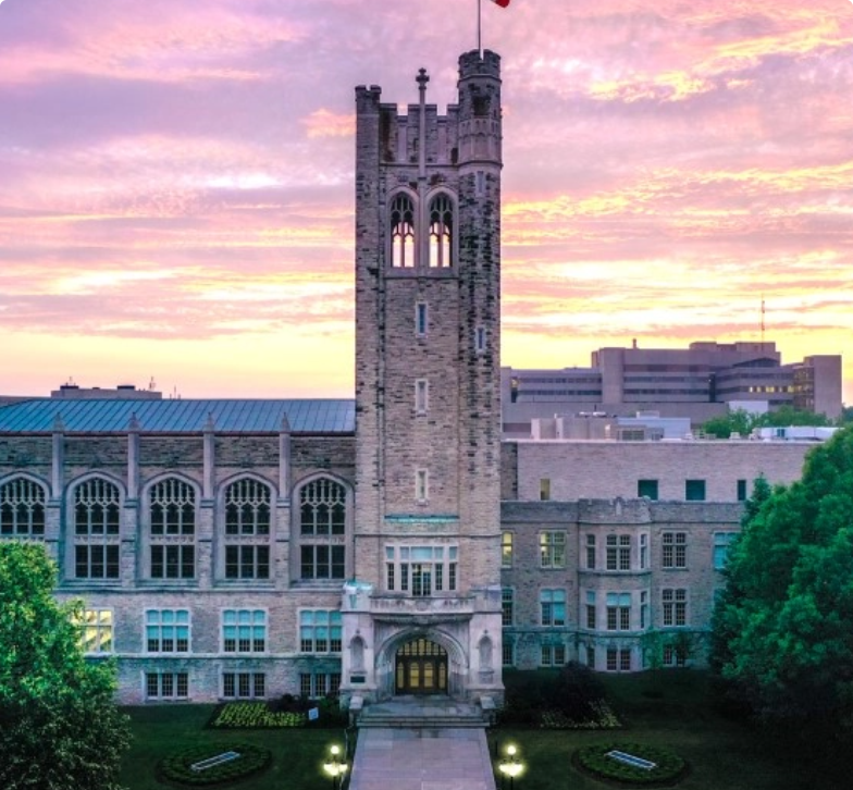 UC Tower at Western University during sunset